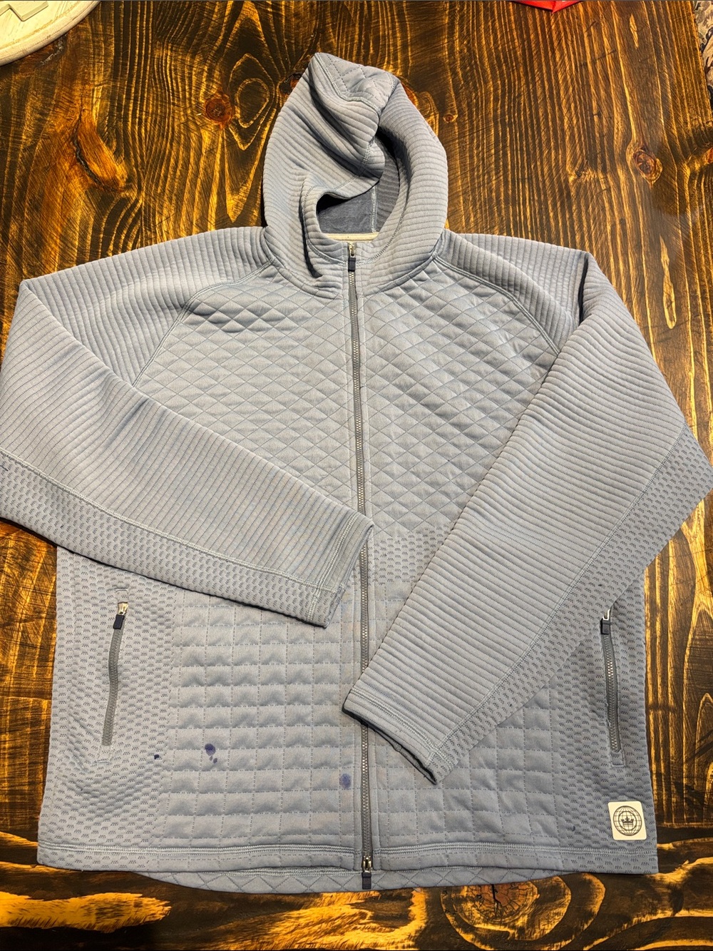 Peter Millar Light Gray Quilted Full-Zip Hoodie